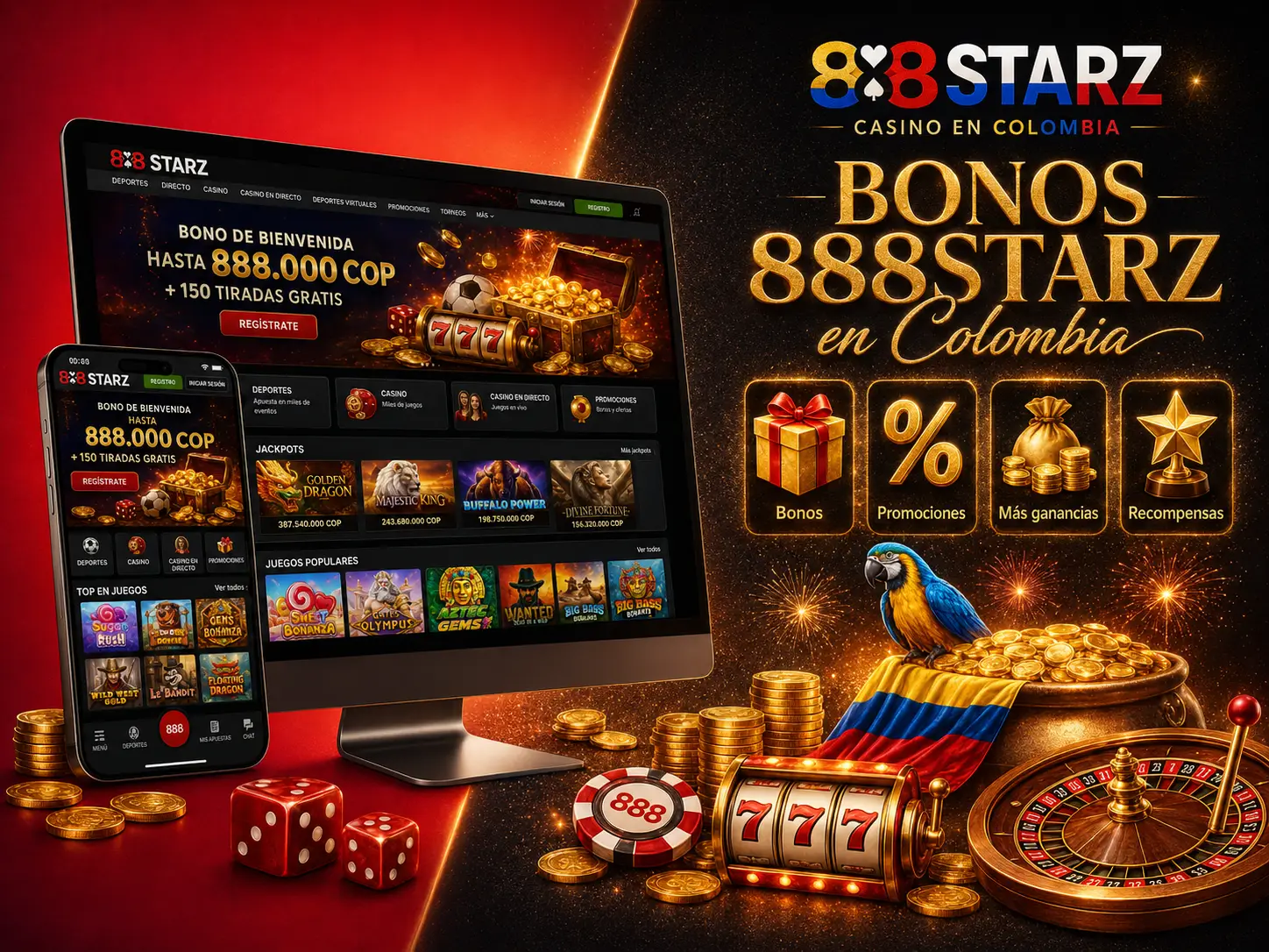 Bonos 888Starz en Colombia — Bono de Bienvenida y Promociones