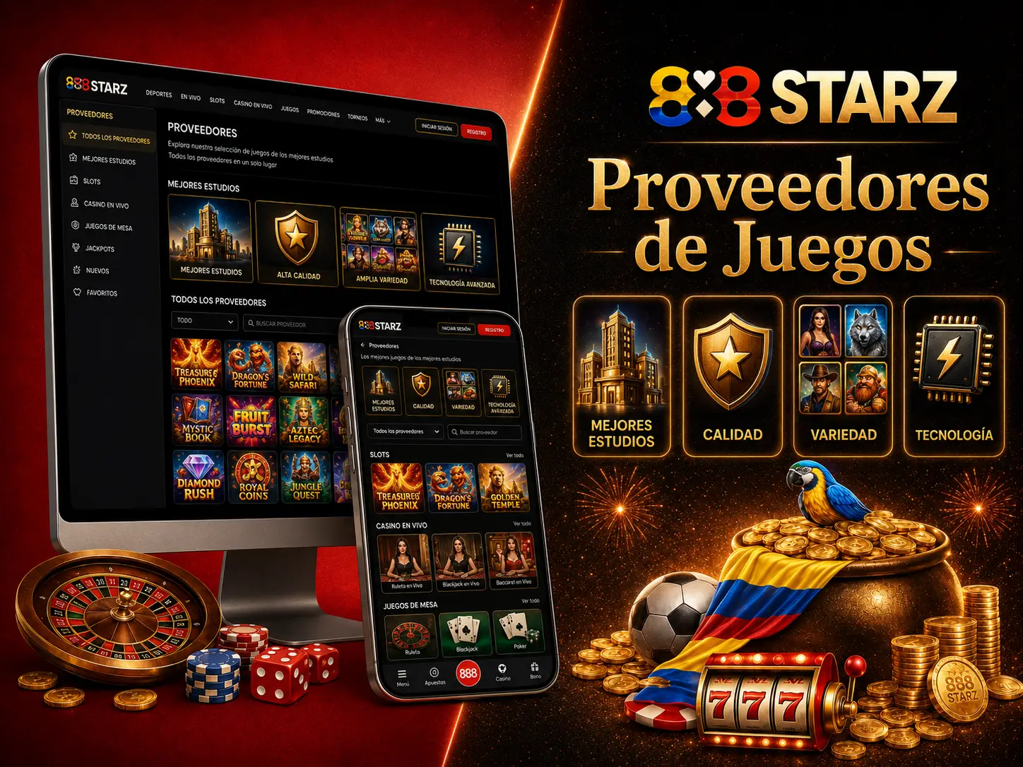 Proveedores de Juegos Casino 888Starz 